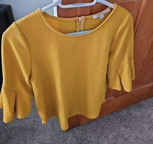Chelsea28 Mustard Ruffle Sleeve Blouse